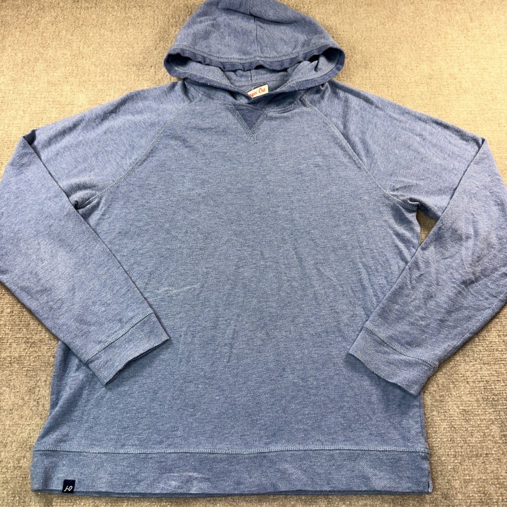 Johnnie-O Hangin Out Hoodie Mens Medium Blue Heathered Raglan Pullover Sweater